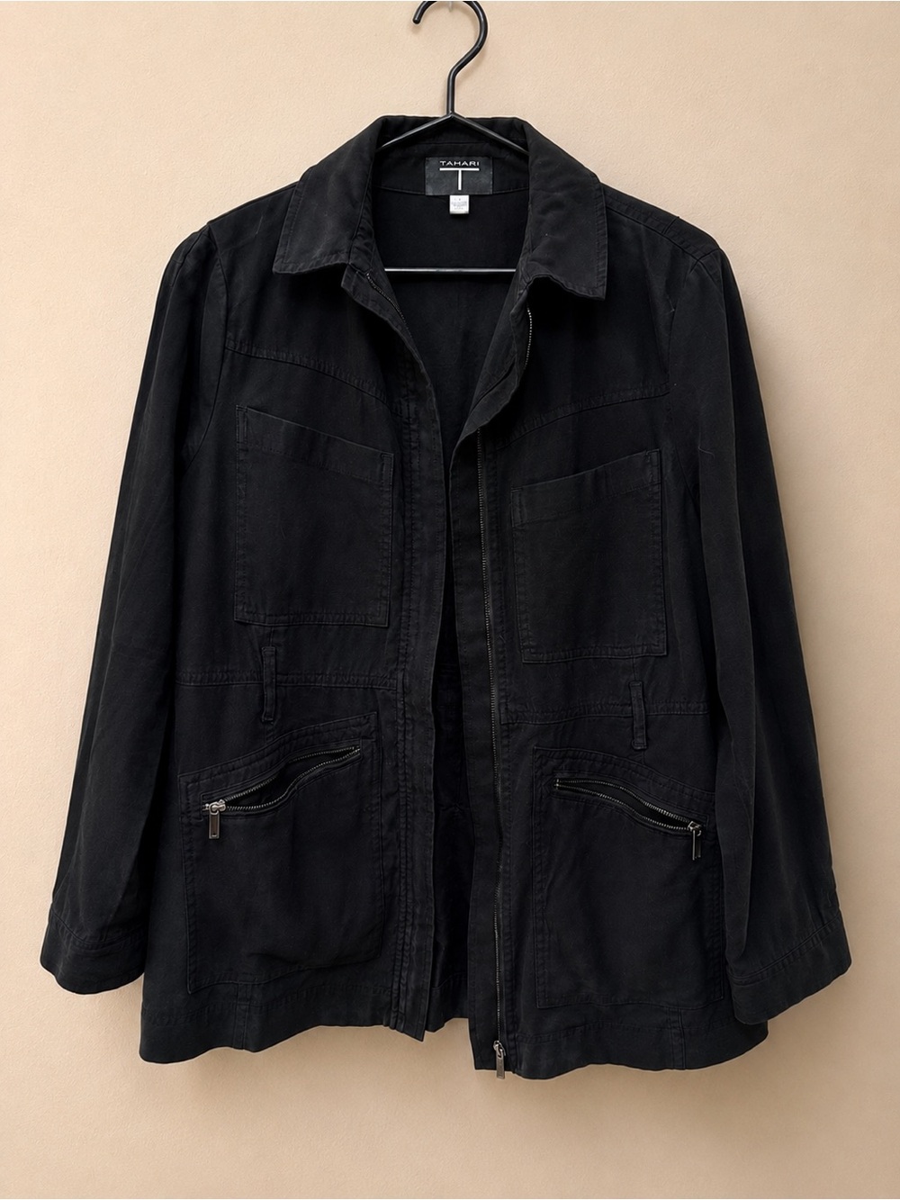 Tahari Black Military-Style Utility Jacket